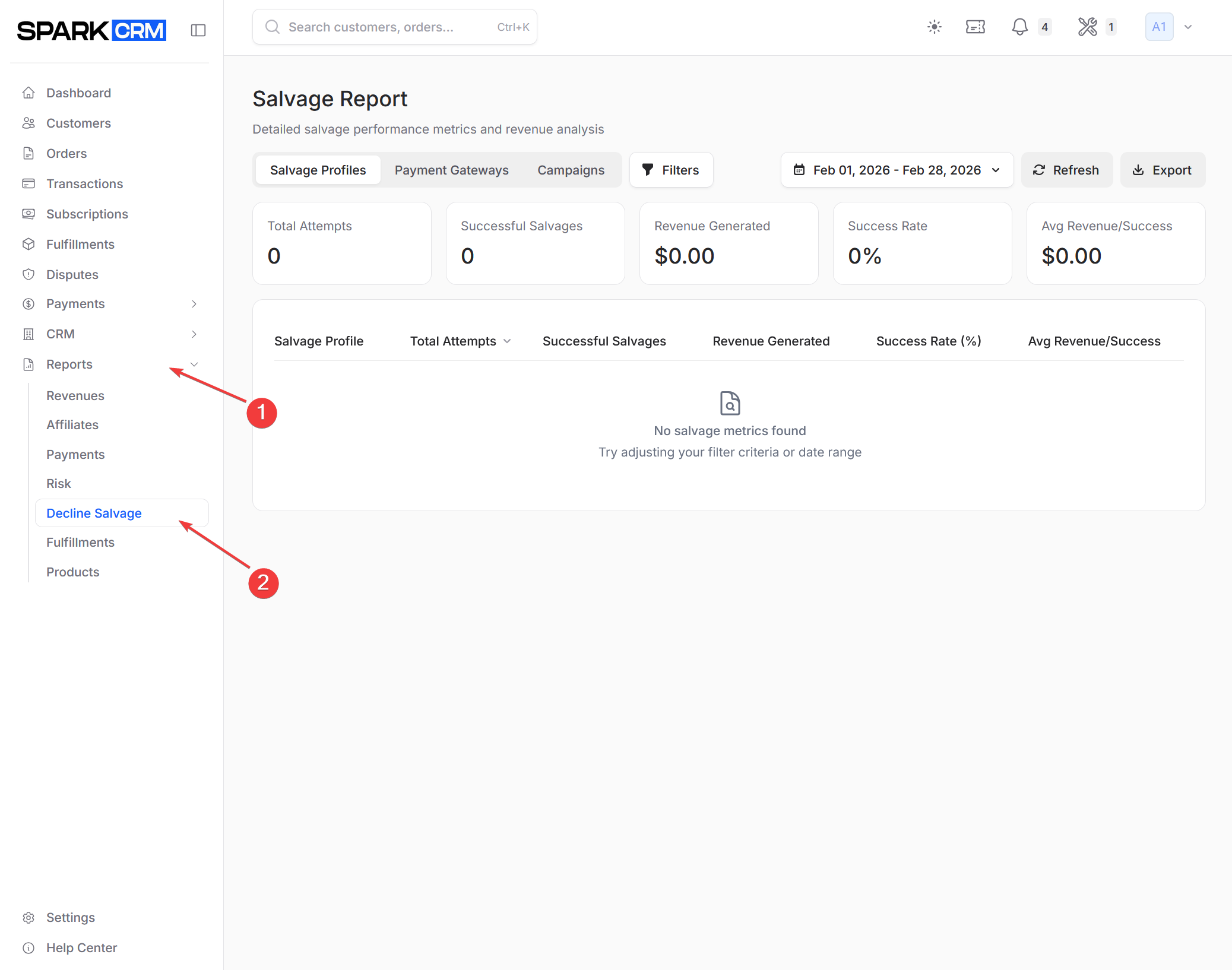 screenshot of salvage report