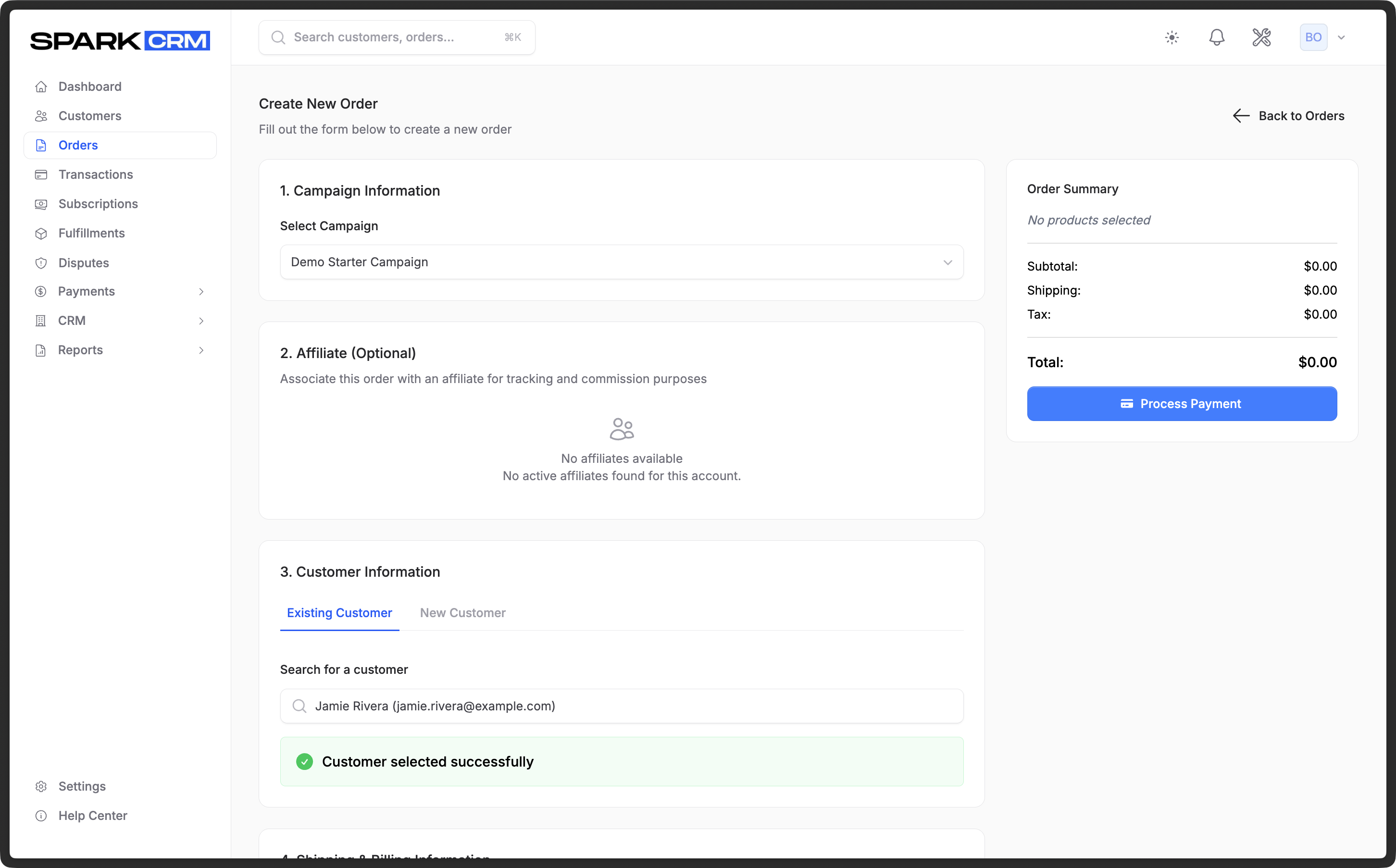 Create order